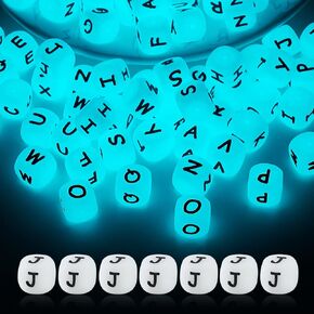 BEEFLYING 20 Pcs Black Cube Letter A Silicone Beads 12x12x12mm Square Dice Alphabet Beads with 2mm Hole Spacer Loose Letter Beads for Bracelet Necklace Jewelry Making(Letter A)