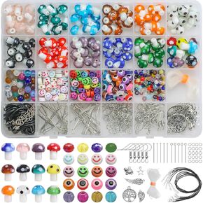 Rired 27 Mushroom Beads for Jewelry Making - 120pcs Kit, 10x16mm, Multicolor, Adult, Unisex, All Seasons, Non-Foldable