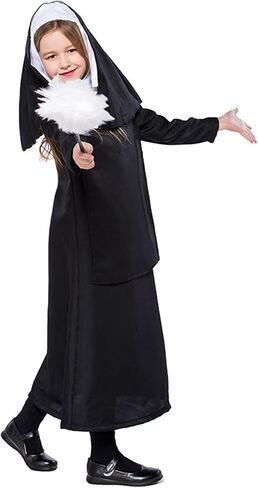 Kids Nun Costume Girl's Nun Outfit Halloween Mother Superior Costume Girls Catholic Sister Traditional Nun Robe in Kuwait