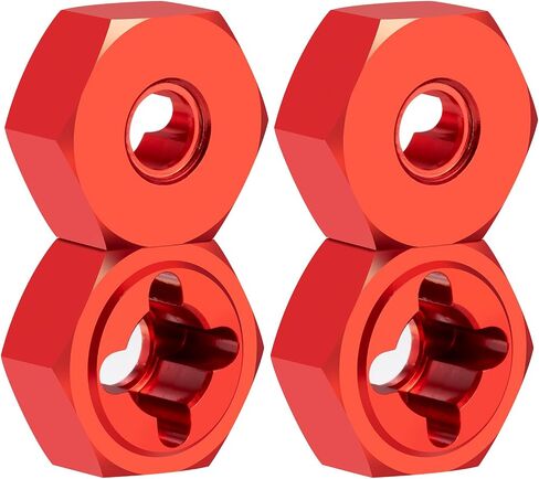 4Pcs Aluminum Wheel Hex Hubs Set for Arrma 1/18 Granite Typhon Grom RC Car Truck 4pcs (Red) in Saudi Arabia