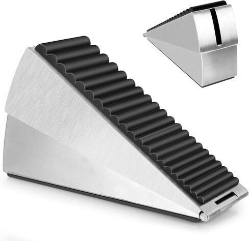 Door Stopper-Heavy Duty Door Stoppers Wedge Tall Door Stop for Bottom of Door Security Rubber,Extra Tall 3-inch Adjustable Door Stop Wedge, Spring Loaded Door Holder for All Heavy Doors(Silver) in Kuwait