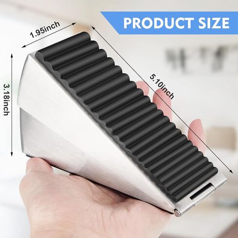 Door Stopper-Heavy Duty Door Stoppers Wedge Tall Door Stop for Bottom of Door Security Rubber,Extra Tall 3-inch Adjustable Door Stop Wedge, Spring Loaded Door Holder for All Heavy Doors(Silver) in Kuwait