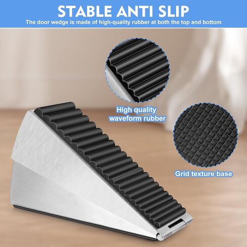 Door Stopper-Heavy Duty Door Stoppers Wedge Tall Door Stop for Bottom of Door Security Rubber,Extra Tall 3-inch Adjustable Door Stop Wedge, Spring Loaded Door Holder for All Heavy Doors(Silver) in Kuwait