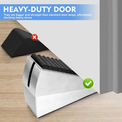 Door Stopper-Heavy Duty Door Stoppers Wedge Tall Door Stop for Bottom of Door Security Rubber,Extra Tall 3-inch Adjustable Door Stop Wedge, Spring Loaded Door Holder for All Heavy Doors(Silver) in Kuwait