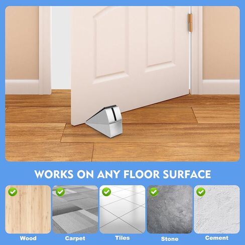 Door Stopper-Heavy Duty Door Stoppers Wedge Tall Door Stop for Bottom of Door Security Rubber,Extra Tall 3-inch Adjustable Door Stop Wedge, Spring Loaded Door Holder for All Heavy Doors(Silver) in Kuwait