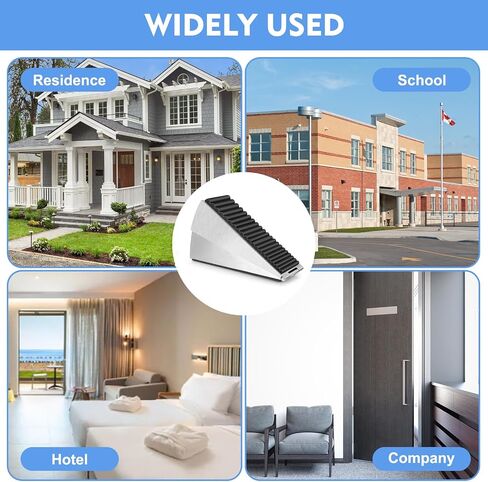 Door Stopper-Heavy Duty Door Stoppers Wedge Tall Door Stop for Bottom of Door Security Rubber,Extra Tall 3-inch Adjustable Door Stop Wedge, Spring Loaded Door Holder for All Heavy Doors(Silver) in Kuwait