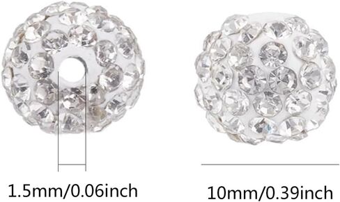 120 Pcs 10mm Clay Rhinestone Beads with Elastic String, Round Disco Ball Design,Baseball Bling Sparkle Rhinestone Beads for Bracelet Necklace Earring Jewelry Making Christmas Party Decorations in Saudi Arabia