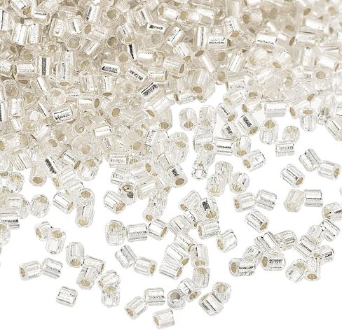 uxcell 1400pcs حبات البوق الزجاجية ، 1.5x1.5mm أنبوب مصغر حبة زجاجية فضفاضة بذرة الفواصل للقطاعات DIY MONDLETS MOWENT (Silver) in Kuwait