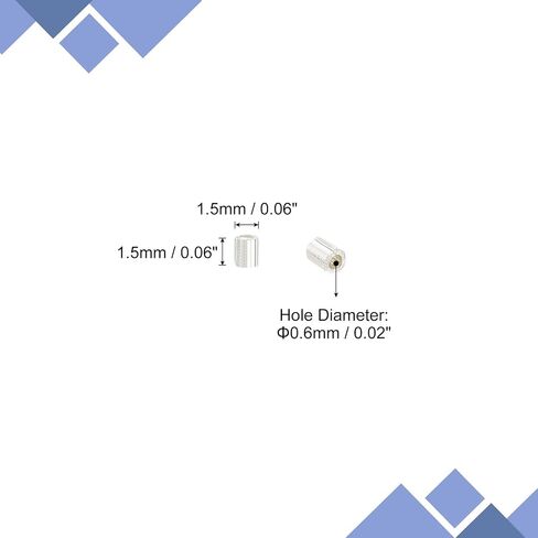 uxcell 1400pcs حبات البوق الزجاجية ، 1.5x1.5mm أنبوب مصغر حبة زجاجية فضفاضة بذرة الفواصل للقطاعات DIY MONDLETS MOWENT (Silver) in Kuwait