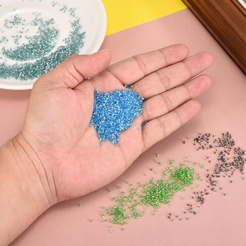 uxcell 1400pcs حبات البوق الزجاجية ، 1.5x1.5mm أنبوب مصغر حبة زجاجية فضفاضة بذرة الفواصل للقطاعات DIY MONDLETS MOWENT (Silver) in Kuwait