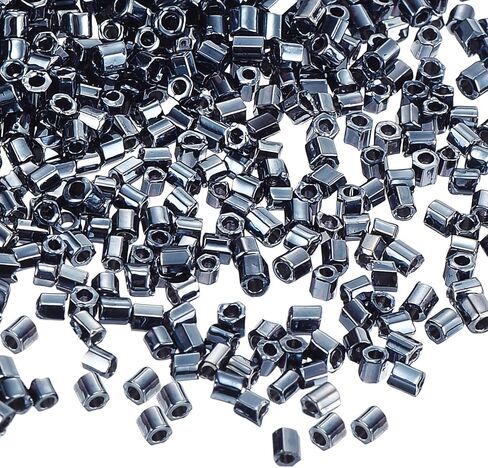 uxcell 1400pcs حبات البوق الزجاجية ، 1.5x1.5mm أنبوب مصغر حبة زجاجية فضفاضة بذرة الفواصل للقطاعات DIY MONDLETS MOWENT (Silver) in Kuwait