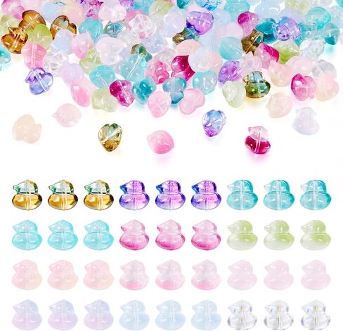 120pcs حبات البط الزجاجية الملونة 3D بطة شكل البط الكريستال حبات الزجاج اللطيف للحيوانات الفضاعة الفضفاضة الشفافة رذاذ رسمت حرب البط بطة DIY لصداقة الصداقة. صنع المجوهرات in Kuwait