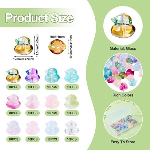120pcs حبات البط الزجاجية الملونة 3D بطة شكل البط الكريستال حبات الزجاج اللطيف للحيوانات الفضاعة الفضفاضة الشفافة رذاذ رسمت حرب البط بطة DIY لصداقة الصداقة. صنع المجوهرات in Kuwait