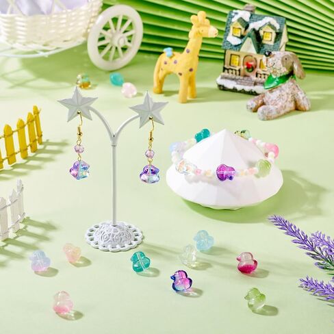 120pcs حبات البط الزجاجية الملونة 3D بطة شكل البط الكريستال حبات الزجاج اللطيف للحيوانات الفضاعة الفضفاضة الشفافة رذاذ رسمت حرب البط بطة DIY لصداقة الصداقة. صنع المجوهرات in Kuwait