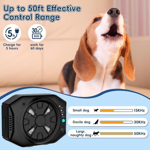 Anti Barking Device for Dogs, Dog Bark Deterrent Devices with 3 Modes, Ultrasonic Dog Bark Control Devices 50Ft Range Outdoor & Indoor, Waterproof Dogs Barking Silencer Safe for Human & Dogs (Black) in Saudi Arabia