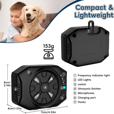 Anti Barking Device for Dogs, Dog Bark Deterrent Devices with 3 Modes, Ultrasonic Dog Bark Control Devices 50Ft Range Outdoor & Indoor, Waterproof Dogs Barking Silencer Safe for Human & Dogs (Black) in Saudi Arabia