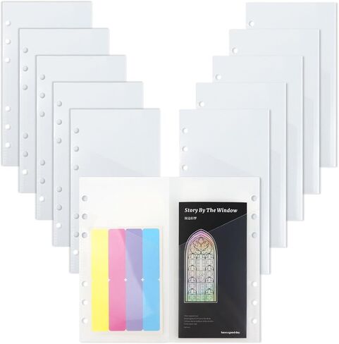 10pcs A6 Binder Cash Envelopes 6 Holes Opening Binder Pockets A6 Insert with 2 Pockets for Budgeting Money Binder Inserts Accessories and Supplies (Clear, A6) in Saudi Arabia
