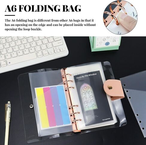 10pcs A6 Binder Cash Envelopes 6 Holes Opening Binder Pockets A6 Insert with 2 Pockets for Budgeting Money Binder Inserts Accessories and Supplies (Clear, A6) in Saudi Arabia