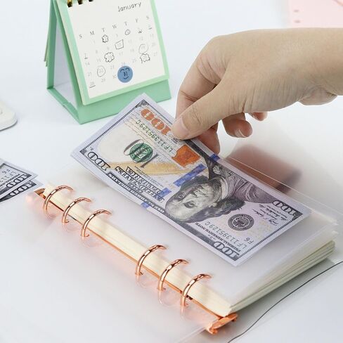 10pcs A6 Binder Cash Envelopes 6 Holes Opening Binder Pockets A6 Insert with 2 Pockets for Budgeting Money Binder Inserts Accessories and Supplies (Clear, A6) in Saudi Arabia
