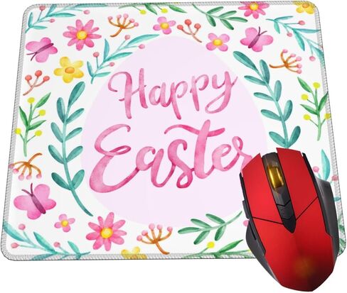 Mouse Pad Happy Easter Day Flower Mouse Pads for Desk Non-Slip Rubber Base Square Gaming Mousepad Mat for Computer Home Office in Saudi Arabia
