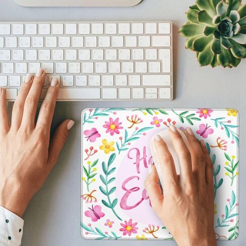 Mouse Pad Happy Easter Day Flower Mouse Pads for Desk Non-Slip Rubber Base Square Gaming Mousepad Mat for Computer Home Office in Saudi Arabia