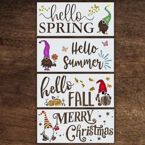 Gnome Stencils Reusable Large Christmas Stencil Set - Holiday Crafts, Wood Signs, Art - Merry Christmas Gnomes in Saudi Arabia