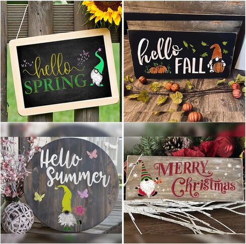 Gnome Stencils Reusable Large Christmas Stencil Set - Holiday Crafts, Wood Signs, Art - Merry Christmas Gnomes in Saudi Arabia