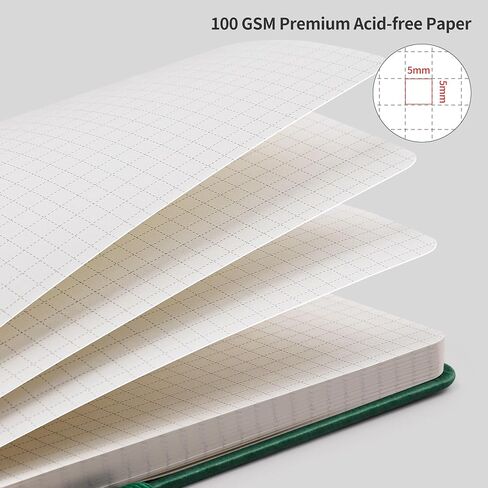 RETTACY Graph Paper Notebook, B5 Grid Notebook Journal with 96 Pages, 7.6'' × 10'', Medium Size, Leather Hardcover, 100 GSM Thick Paper, for Students, Homework, Math, Engineering (Brown) in Kuwait