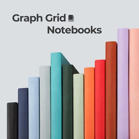 RETTACY Graph Paper Notebook, B5 Grid Notebook Journal with 96 Pages, 7.6'' × 10'', Medium Size, Leather Hardcover, 100 GSM Thick Paper, for Students, Homework, Math, Engineering (Brown) in Kuwait