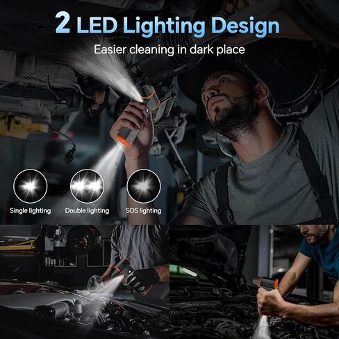 10000mAh Compressed Air Duster with Two LED Light-180000RPM Electric Mini Blower, 4-Gear Adjustable Air Blower Rechargeable Cordless PC Cleaning Kit for Keyboard, Computer, Car, Snow, Home, Black in Saudi Arabia