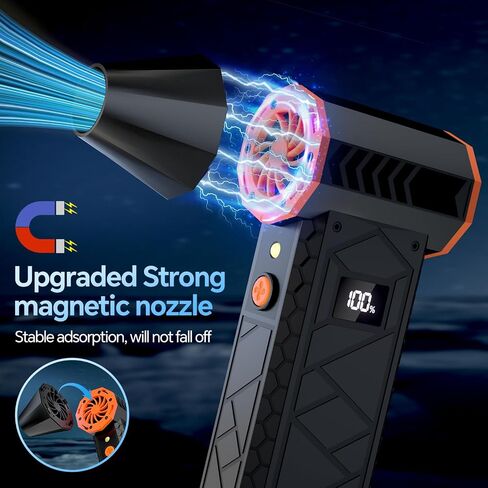 10000mAh Compressed Air Duster with Two LED Light-180000RPM Electric Mini Blower, 4-Gear Adjustable Air Blower Rechargeable Cordless PC Cleaning Kit for Keyboard, Computer, Car, Snow, Home, Black in Saudi Arabia
