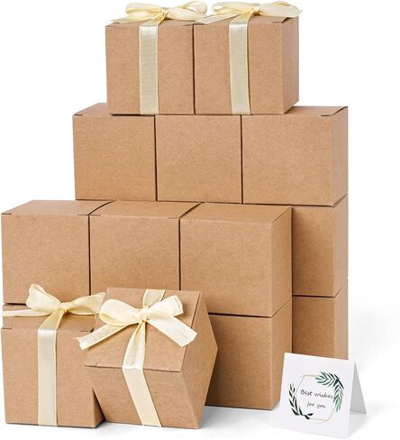 VGOODALL 50PCS Mini Gift Boxes, 2 x 2 x 2 Inch White Candy Treat Boxes Favor Boxes with Ribbon Greeting Card for Birthday Party Wedding in Saudi Arabia
