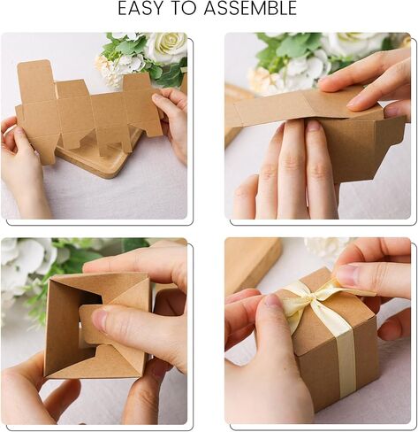 VGOODALL 50PCS Mini Gift Boxes, 2 x 2 x 2 Inch White Candy Treat Boxes Favor Boxes with Ribbon Greeting Card for Birthday Party Wedding in Saudi Arabia