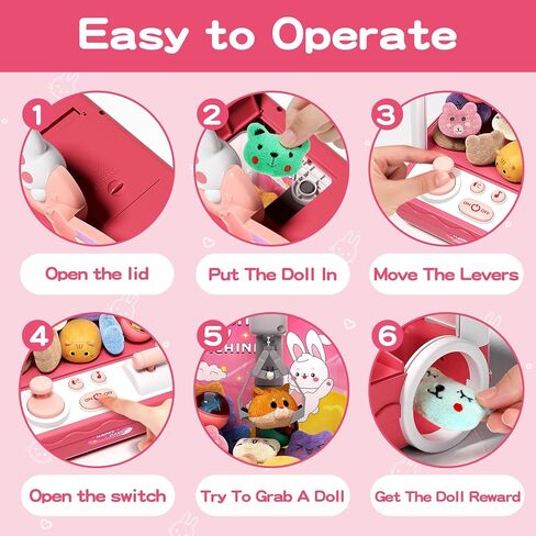 Bear Kids Claw Machine ، Mini Candy Vending Grabber ، ألعاب موزع الجوائز للفتيات والفتيان ، آلة لعبة المخلب الإلكترونية لأعياد المواليد الحزبية مع صوت الأضواء ، تشمل 10 أفخم و 10 ألعاب صغيرة in Kuwait