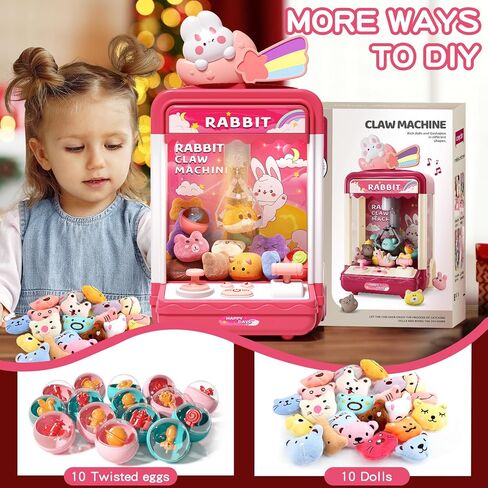 Bear Kids Claw Machine ، Mini Candy Vending Grabber ، ألعاب موزع الجوائز للفتيات والفتيان ، آلة لعبة المخلب الإلكترونية لأعياد المواليد الحزبية مع صوت الأضواء ، تشمل 10 أفخم و 10 ألعاب صغيرة in Kuwait