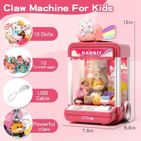 Bear Kids Claw Machine ، Mini Candy Vending Grabber ، ألعاب موزع الجوائز للفتيات والفتيان ، آلة لعبة المخلب الإلكترونية لأعياد المواليد الحزبية مع صوت الأضواء ، تشمل 10 أفخم و 10 ألعاب صغيرة in Kuwait
