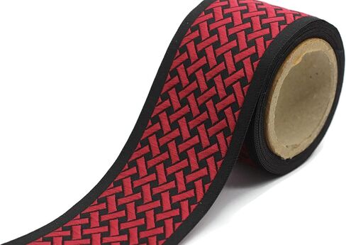 3.8 Yards Spool 2.7" Red & Black Knot Embroidered Drapery Trim Jacquard Ribbon for Your Drapes Curtains Drapery Banding Trim Tape V10 179 in Kuwait