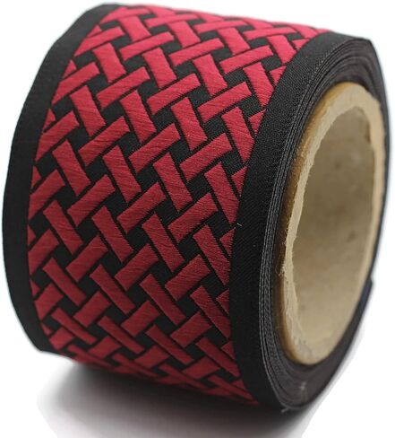 3.8 Yards Spool 2.7" Red & Black Knot Embroidered Drapery Trim Jacquard Ribbon for Your Drapes Curtains Drapery Banding Trim Tape V10 179 in Kuwait