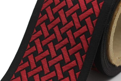 3.8 Yards Spool 2.7" Red & Black Knot Embroidered Drapery Trim Jacquard Ribbon for Your Drapes Curtains Drapery Banding Trim Tape V10 179 in Kuwait