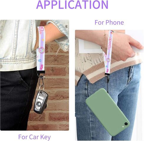 Jupswan Wrist Lanyard for Keys Wristlet Keychain Women Short Cute Cartoon Car Keys Hand Wrist Straps with 1 Phone String GS515 in Saudi Arabia