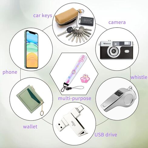 Jupswan Wrist Lanyard for Keys Wristlet Keychain Women Short Cute Cartoon Car Keys Hand Wrist Straps with 1 Phone String GS515 in Saudi Arabia