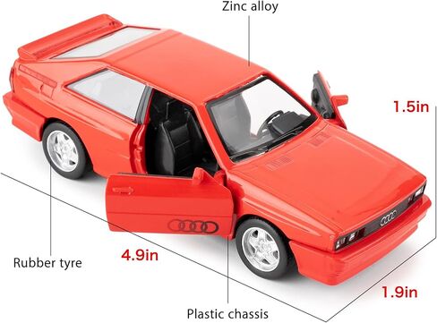 1:36 Model Car 1980 Audi Quattro Car Model, Diecast Pull Back Model Toy Car, Doors Open, Collection Kids Toy for Aged 3 and up, Gift Black in Saudi Arabia