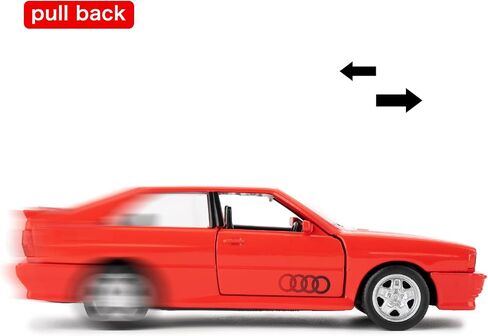 1:36 Model Car 1980 Audi Quattro Car Model, Diecast Pull Back Model Toy Car, Doors Open, Collection Kids Toy for Aged 3 and up, Gift Black in Saudi Arabia