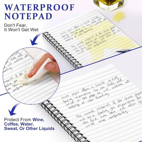 6 Pcs Stone Paper Waterproof Notebook Spiral A5 5.8 x 8.3'' Weatherproof Stone Paper All Weather Notebook Journal Note Taking College Ruled for Aesthetic Office Outdoor in Kuwait