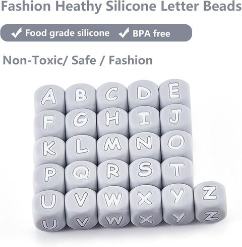 BEEFLYING 20 Pcs Black Cube Letter A Silicone Beads 12x12x12mm Square Dice Alphabet Beads with 2mm Hole Spacer Loose Letter Beads for Bracelet Necklace Jewelry Making(Letter A) in Kuwait