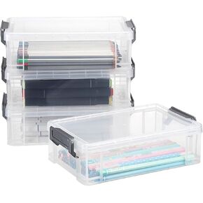 Btsky 4 Pack شفاف واضحة لوازم Office Extra سعة كبيرة من منظم تخزين قلم رصاص بلاستيكي متين لعلامات أقلام أقلام محو محو محو محوها مع الإبزيم الرمادي in Kuwait