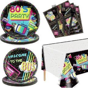 81 Pcs Dog Party Decorations - Including Plates, Napkins, Puppy Tablecloth, Black Plastic Forks for Kids Puppy Dog Themed Birthday Party Supplies, Serve 20