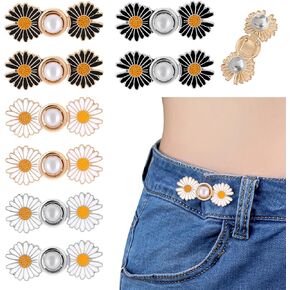 8 Sets Pant Waist Tightener Adjustable Waist Buckle Pins Set Removable Jean Buttons Instant Detachable Button Adjuster for Pants Jeans Sleeves Skirts, No Sewing Required