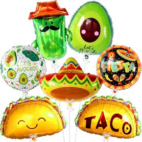 KatchOn, 7Pcs Big Mexican Fiesta Balloons | Fiesta Party Decorations | Mexican Balloons for Mexican Themed Party Decoration | Fiesta Party Balloons, Taco Birthday Party Decor | Taco Balloons for Party