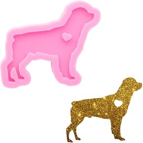 Super Shiny Dog Shape Resin Silicone Mold Resin Casting Pet Epoxy Resin Craft Silicone Molds DIY Jewelry Making Silicone Mould Polymer Clay Key Ring Pendant Mould